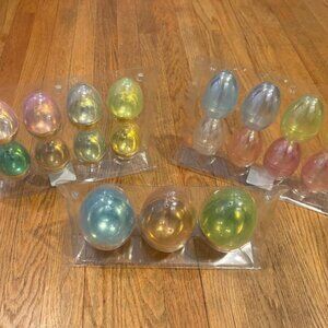 NEW! Lot of 19 LARGE 3-4" Pastel Easter Eggs--see thru w/ gold  bottoms--HUNTS!